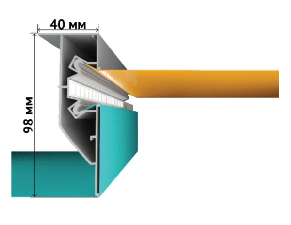 Двухуровневый алюминиевый профиль со встроенной подсветкой