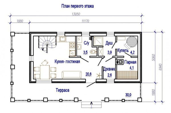 План первого этажа