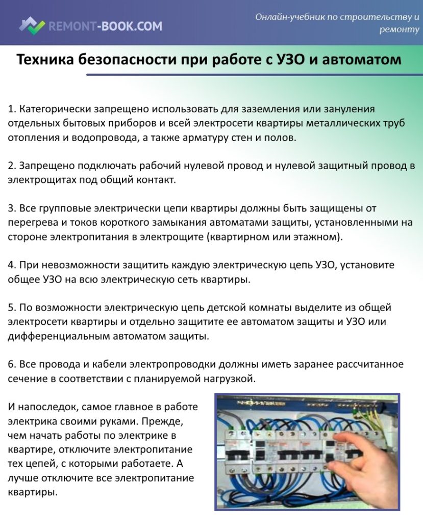 Техника безопасности при работе с УЗО и автоматом