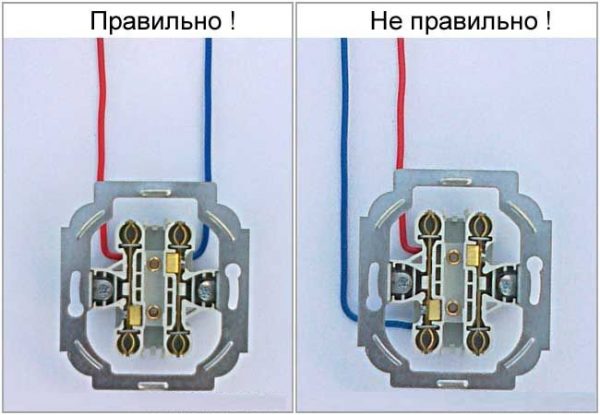 Подключение проводов к блоку розеток